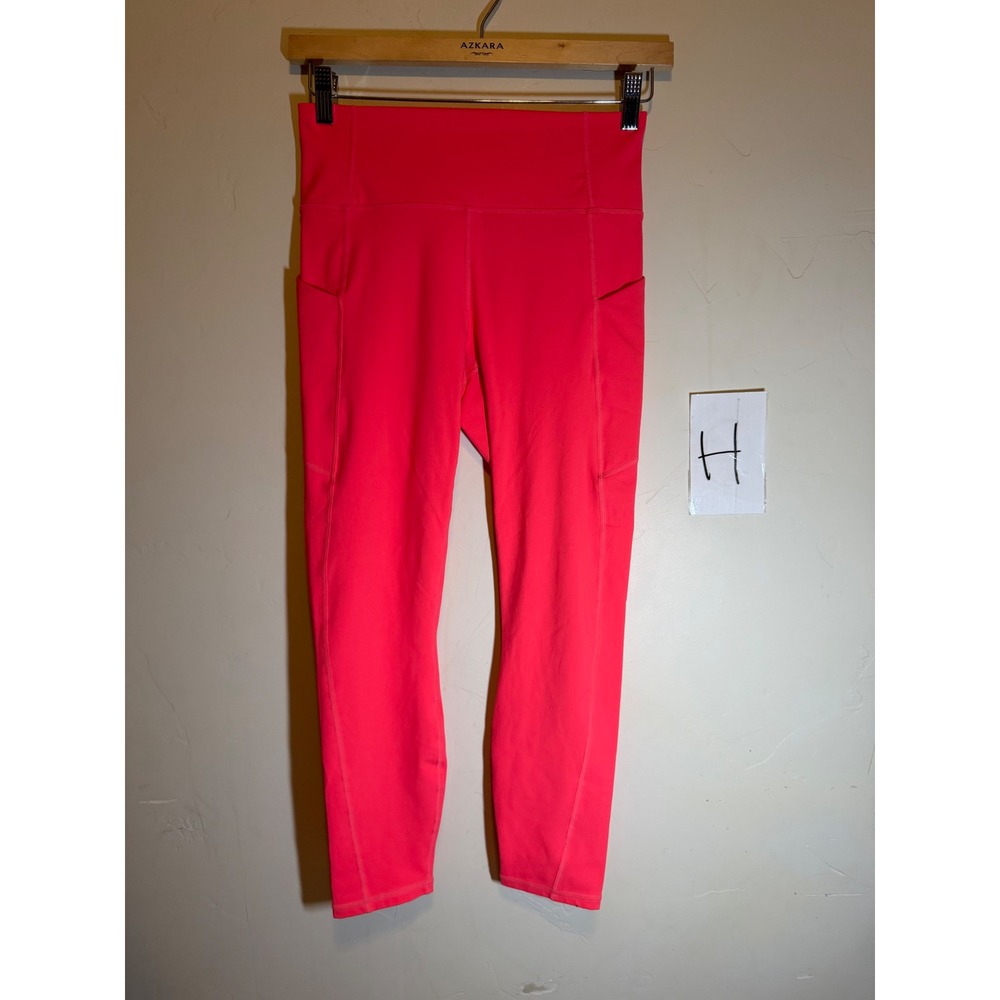 Fabletics Leggings PureLuxe High Waisted Pocket Neon Pink Womens Small